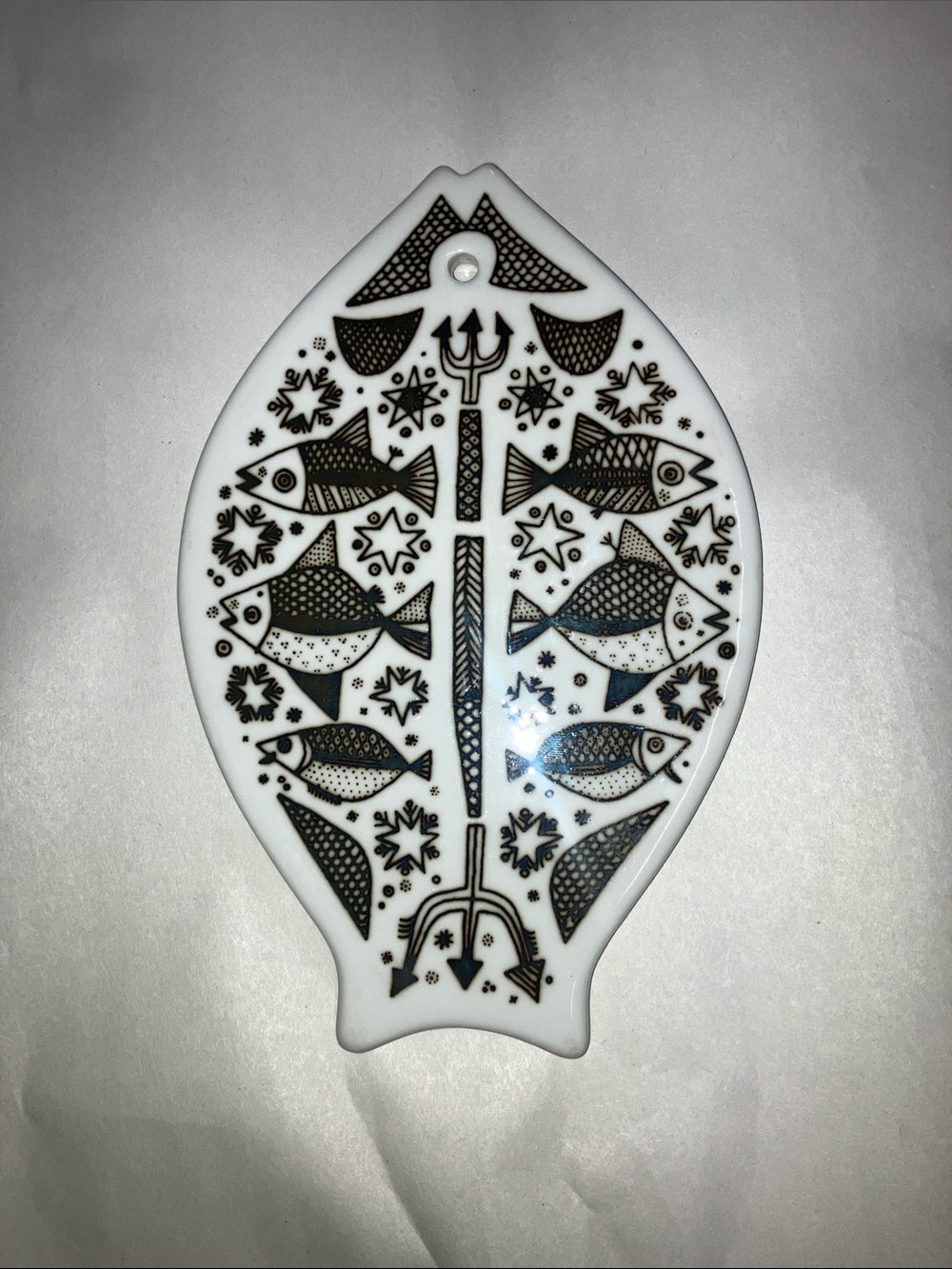 Porsgrund Norway Fish & Trident Pattern Ceramic Trivet